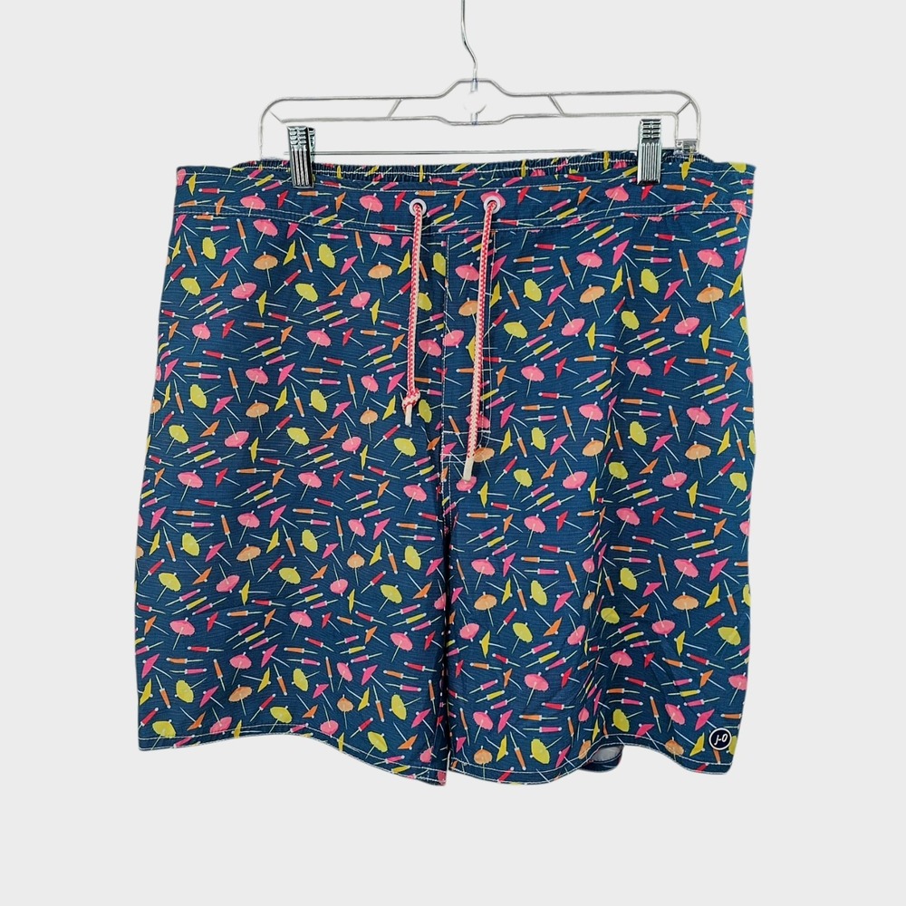 Johnnie-O Swim Trunks XXL Blue Umbrella Popsicle Print Mesh Lined Stretch‎